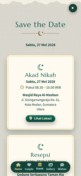 Detail acara undangan Cahaya Teduh