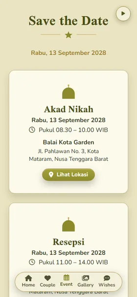 Detail acara undangan Kubah Zaitun