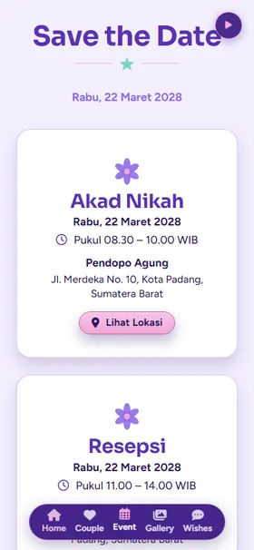 Detail acara undangan Kaleidoskop Violet
