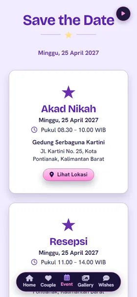 Detail acara undangan Kembang Api Ultraviolet