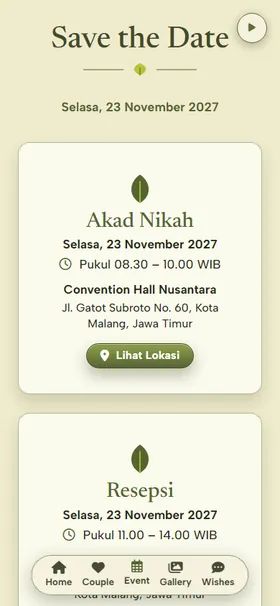Detail acara undangan Pakis Menggulung