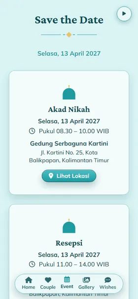 Detail acara undangan Kolam Cermin Tosca