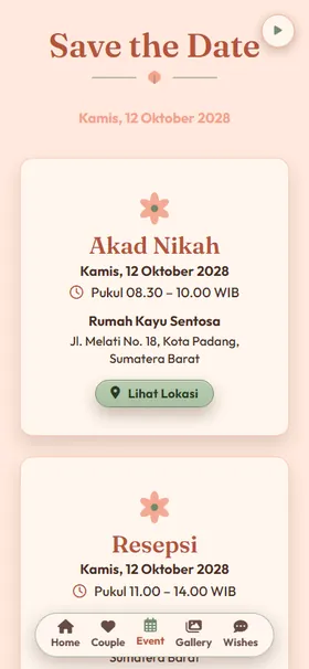 Detail acara undangan Kanopi Toko Bunga