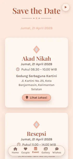 Detail acara undangan Kerang Mutiara