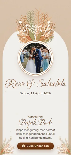 Sampul undangan Boho Daun Kering