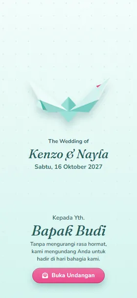 Sampul undangan Origami Aqua