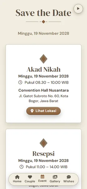 Detail acara undangan Koper Taupe