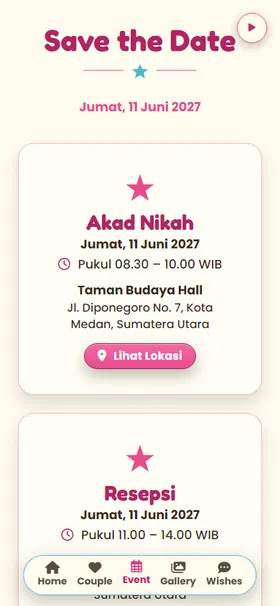 Detail acara undangan Kincir Kertas