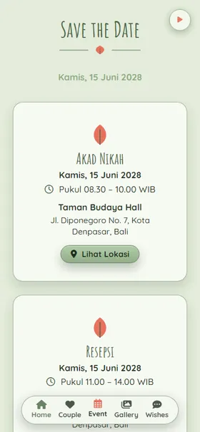 Detail acara undangan Pot Gantung Pelangi