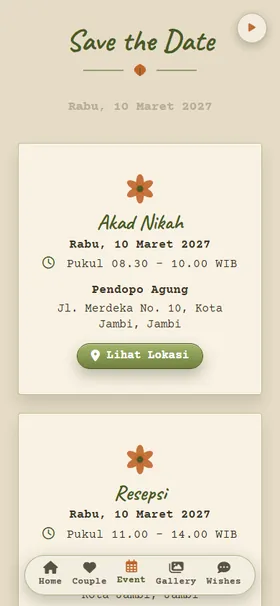 Detail acara undangan Album Bunga Kering