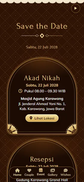 Detail acara undangan Mandala Foil Cokelat