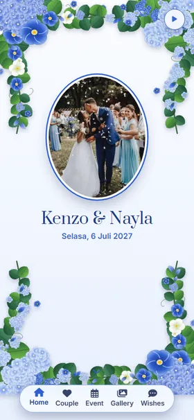 Tampilan awal undangan Hortensia Biru