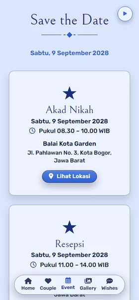 Detail acara undangan Delphinium Langit