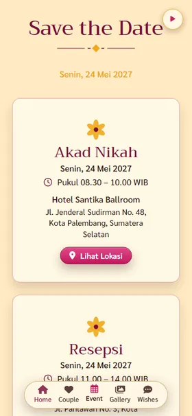Detail acara undangan Kembang Setaman