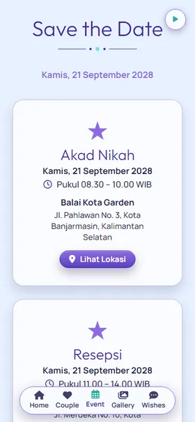 Detail acara undangan Aura Gradien