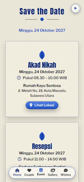 Detail acara undangan Cetak Linoleum Daun