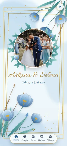 Tampilan awal undangan Krokus Biru Emas