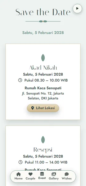 Detail acara undangan Eukaliptus Gading