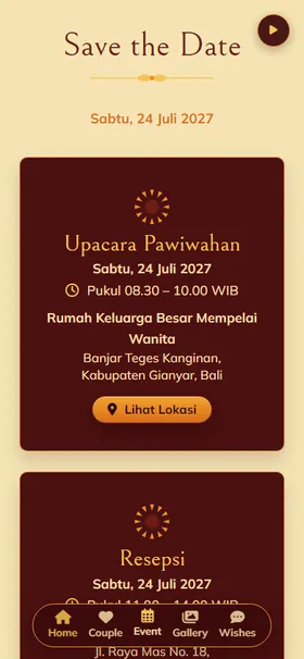 Detail acara undangan Penjor Jingga