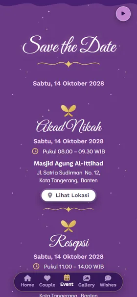 Detail acara undangan Kupu Galaksi
