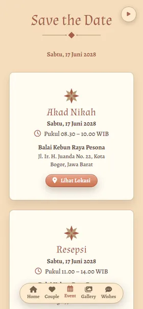 Detail acara undangan Kastil Dongeng Pastel