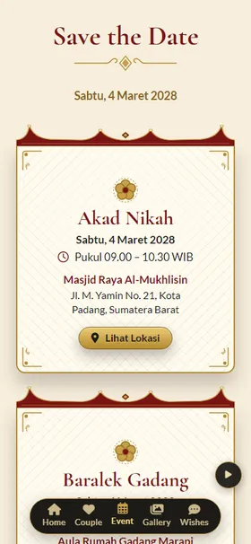 Detail acara undangan Baralek Gadang