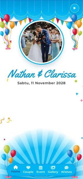Tampilan awal undangan Pesta Balon Biru
