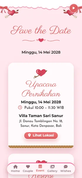Detail acara undangan Balon Udara Cinta