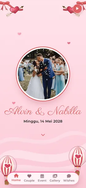Tampilan awal undangan Balon Udara Cinta