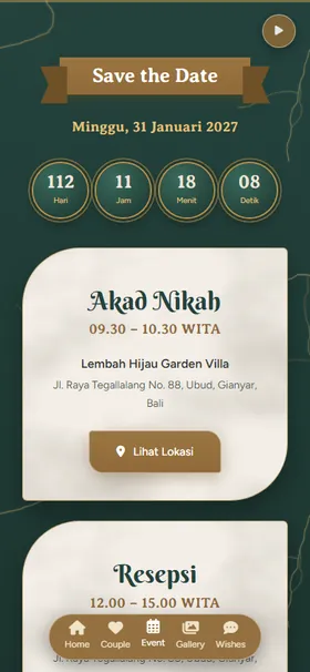 Detail acara undangan Tropical Gold Stone