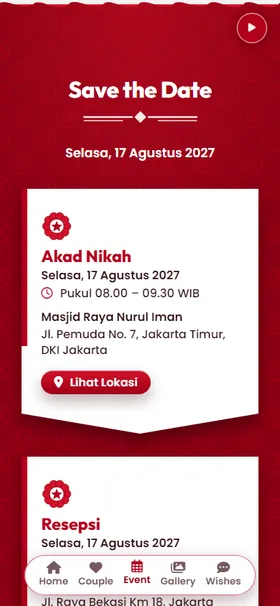 Detail acara undangan Pita Merah Putih