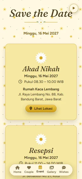 Detail acara undangan Taman Mentega