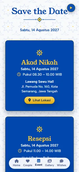 Detail acara undangan Porselen Kobalt