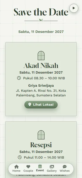 Detail acara undangan Sage Studio