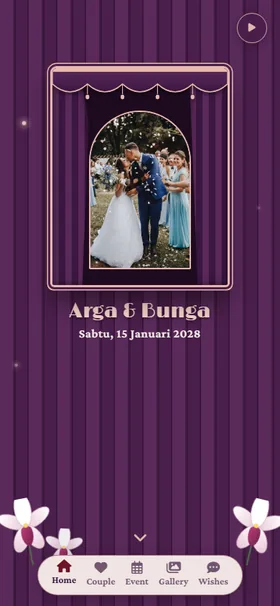 Tampilan awal undangan Plum Beludru