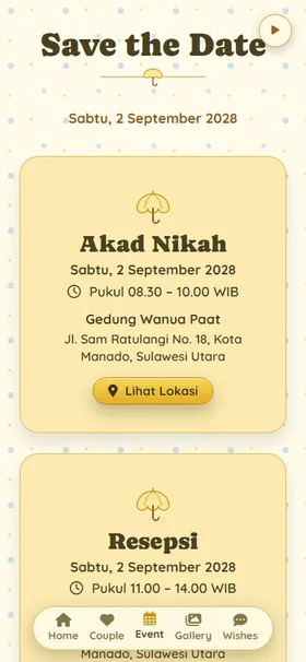 Detail acara undangan Payung Mentega