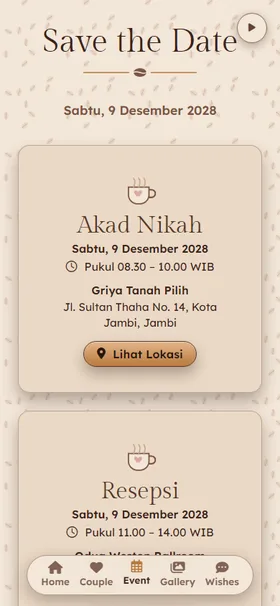 Detail acara undangan Kopi Susu