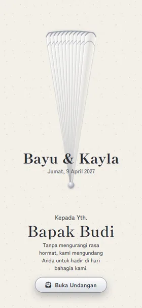 Sampul undangan Kipas Lipat Putih